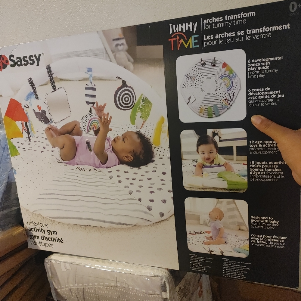 Sassy Stages STEM Developmental Play Gym, Sensory Tummy Time Activity Play Mat - Picture 9 of 10